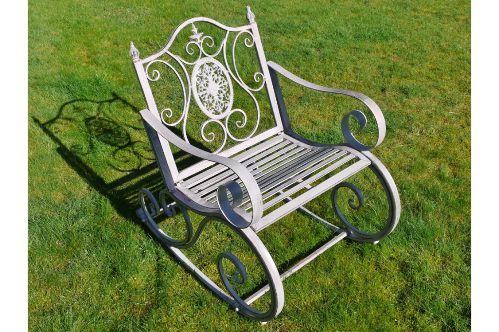 Antique Grey Metal Rocking Chair Obrien